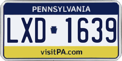 PA license plate LXD1639