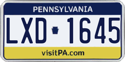 PA license plate LXD1645