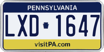 PA license plate LXD1647