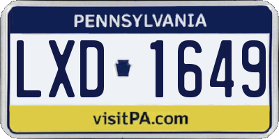 PA license plate LXD1649