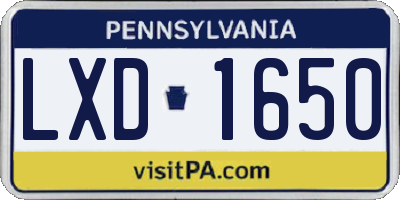 PA license plate LXD1650