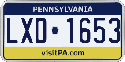 PA license plate LXD1653