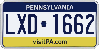 PA license plate LXD1662