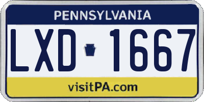 PA license plate LXD1667