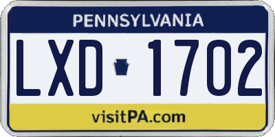 PA license plate LXD1702