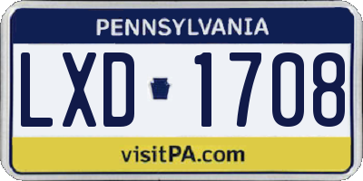 PA license plate LXD1708