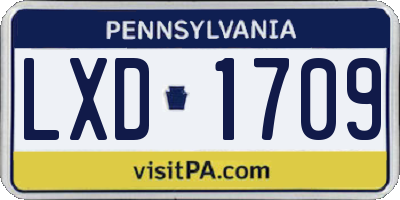 PA license plate LXD1709