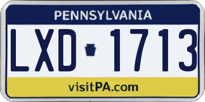 PA license plate LXD1713