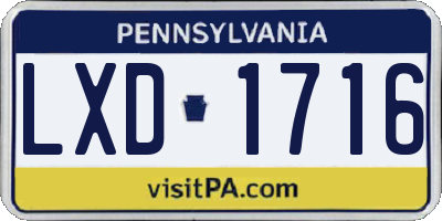 PA license plate LXD1716