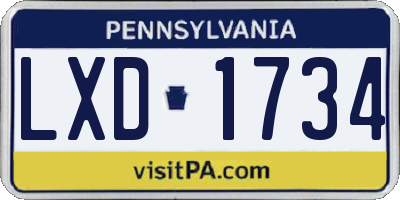 PA license plate LXD1734
