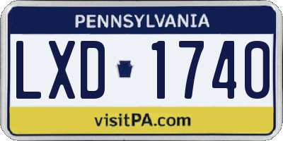 PA license plate LXD1740