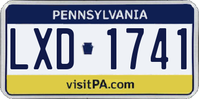 PA license plate LXD1741
