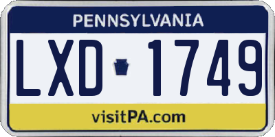 PA license plate LXD1749