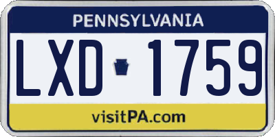 PA license plate LXD1759