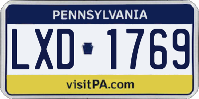 PA license plate LXD1769