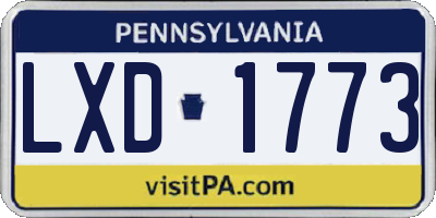 PA license plate LXD1773