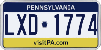 PA license plate LXD1774