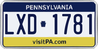 PA license plate LXD1781