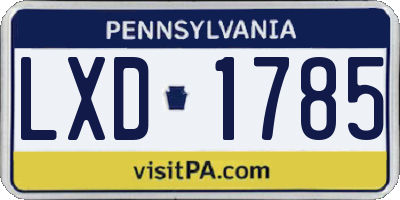 PA license plate LXD1785
