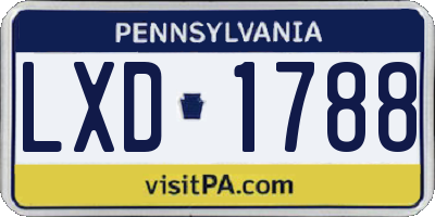 PA license plate LXD1788