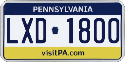 PA license plate LXD1800