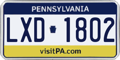 PA license plate LXD1802
