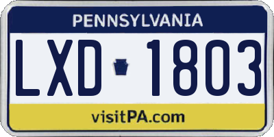PA license plate LXD1803