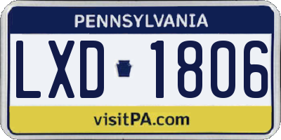PA license plate LXD1806