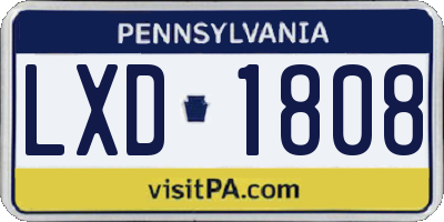 PA license plate LXD1808