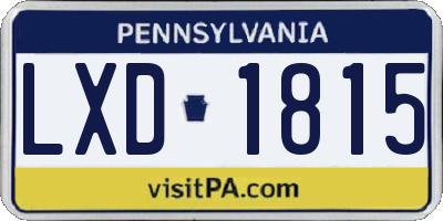 PA license plate LXD1815