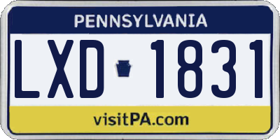 PA license plate LXD1831