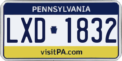 PA license plate LXD1832