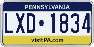 PA license plate LXD1834