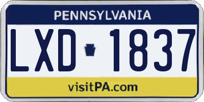 PA license plate LXD1837