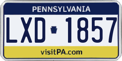 PA license plate LXD1857