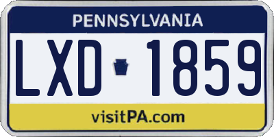 PA license plate LXD1859