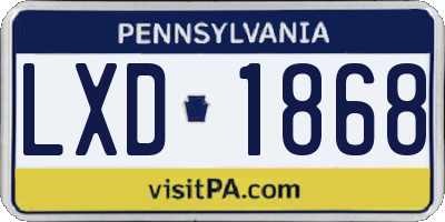 PA license plate LXD1868