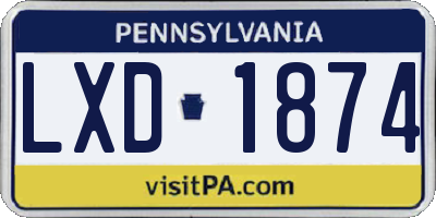 PA license plate LXD1874