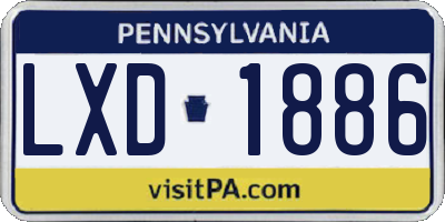 PA license plate LXD1886
