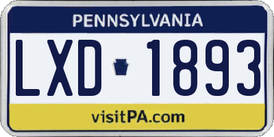 PA license plate LXD1893