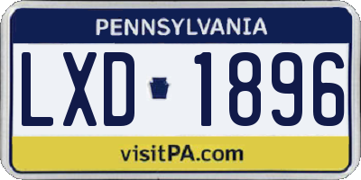 PA license plate LXD1896