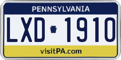 PA license plate LXD1910