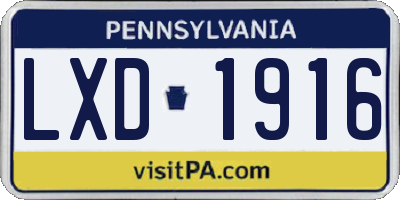 PA license plate LXD1916