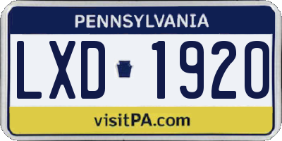 PA license plate LXD1920