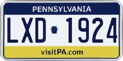 PA license plate LXD1924