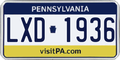 PA license plate LXD1936