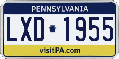 PA license plate LXD1955