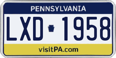 PA license plate LXD1958
