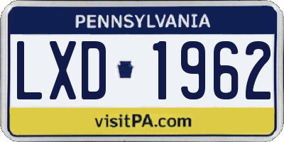 PA license plate LXD1962