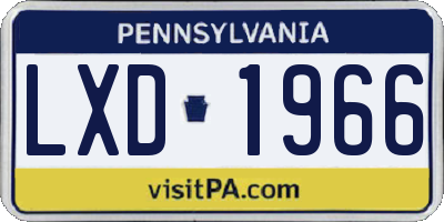 PA license plate LXD1966